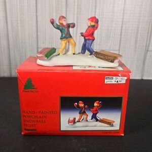 Lemax Share the Joy Porcelain Snowball Fight Figurine 1992 Christmas Village